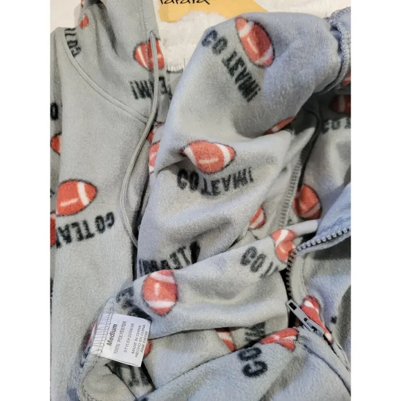 Warm & Cozy Lifestyle by Poof women's gray football onesie - medium pajamas - Picture 8 of 11